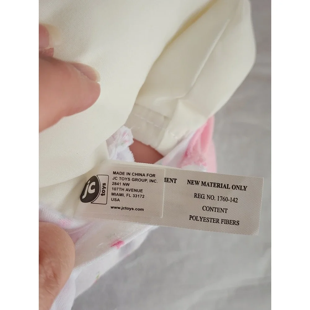 JC Toys Berenguer Soft Body Baby Doll Pink Floral Sleeper Hat Bib Pacifier 17in